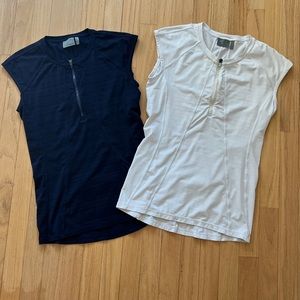 Athleta two athletic tops navy blue and white S
